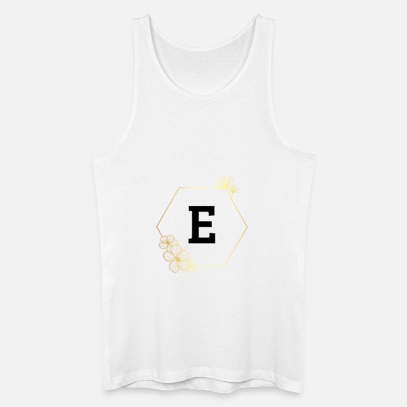 Buchstabe e Goldener Blumenrahmen - Männer Bio Tank Top - Weiß