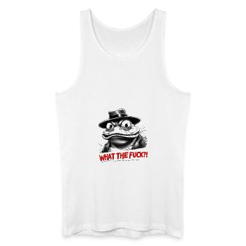 WTF - schockierter Frosch „WHAT THE FUCK?!“ - Männer Bio Tank Top - Weiß - Vorne