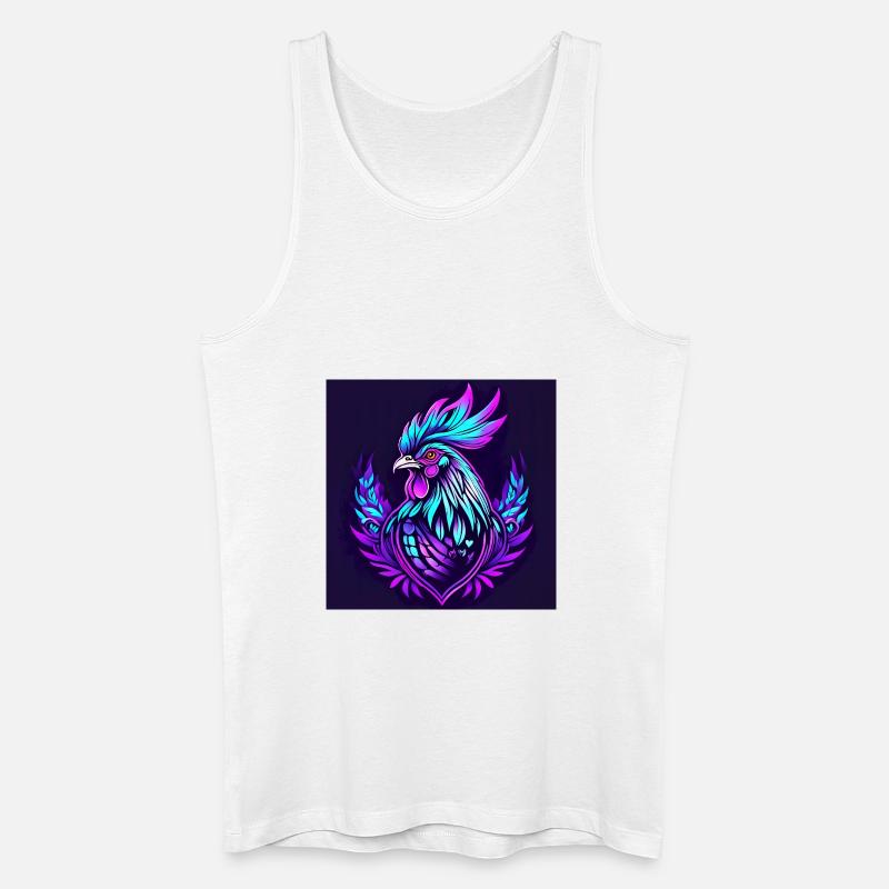 Hahn neonfarben - Männer Bio Tank Top - Weiß