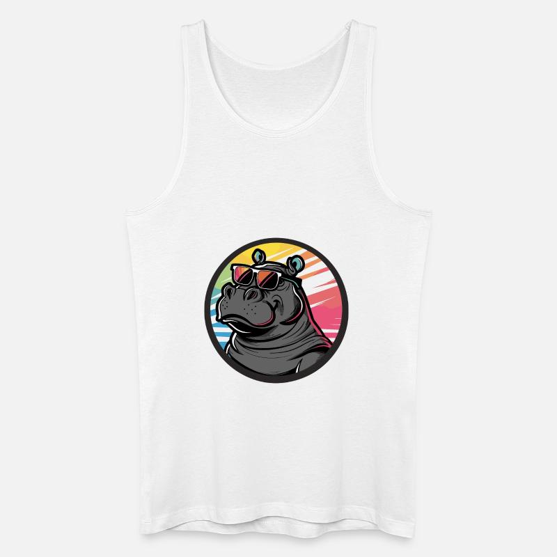 Nilpferd Cool Comic - Männer Bio Tank Top - Weiß