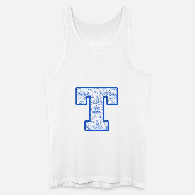 Blauer Chinoiserie-Buchstabe - Männer Bio Tank Top - Weiß