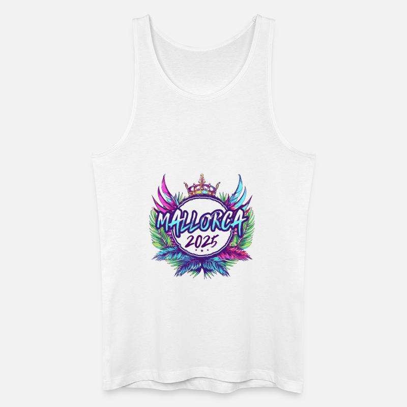 Mallorca 2025 Bunt - Männer Bio Tank Top - Weiß