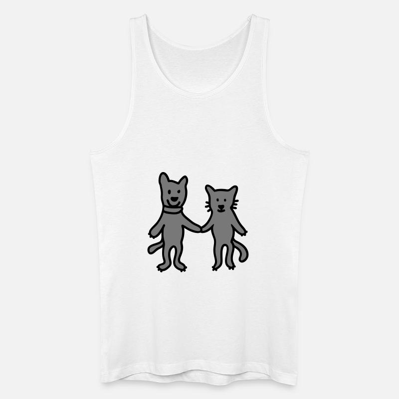 Hund - Katze - Freunde - Männer Bio Tank Top - Weiß