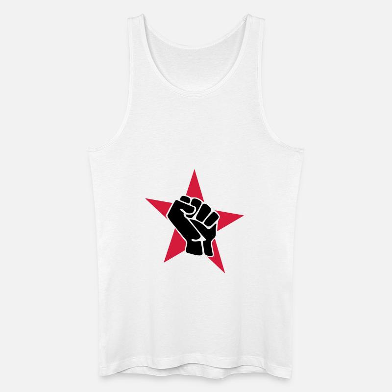 Roter Stern mit Faust - Männer Bio Tank Top - Weiß