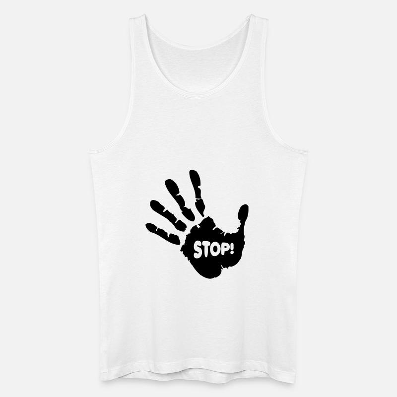 Stop Hand - Männer Bio Tank Top - Weiß