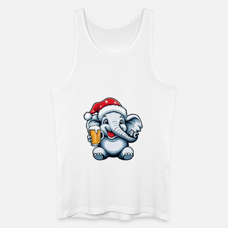 Elefant Bier Xmas Weihnachten - Männer Bio Tank Top - Weiß