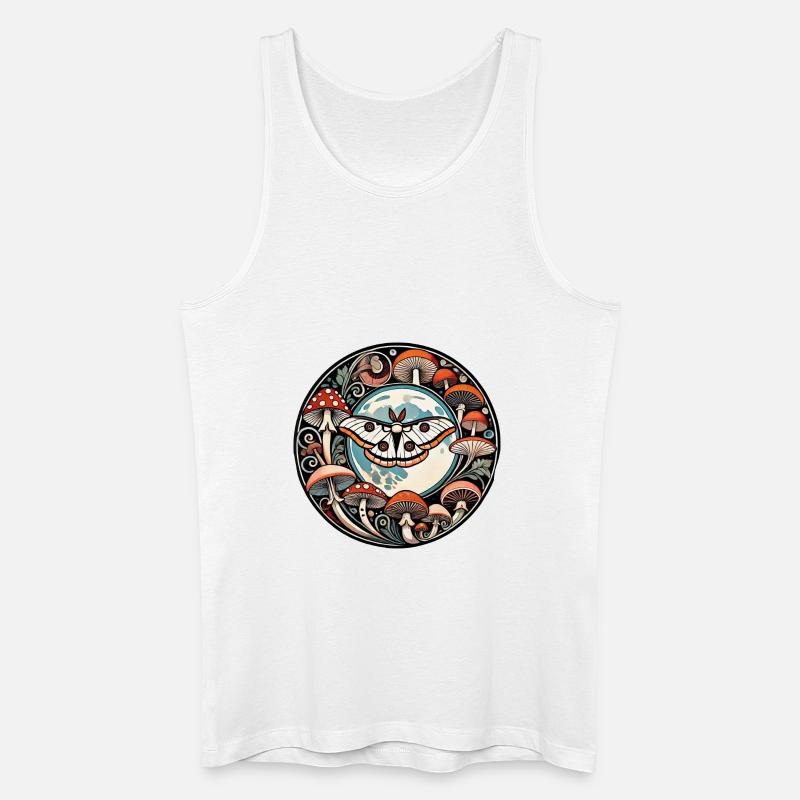 Luna Moth und Pilze - Männer Bio Tank Top - Weiß
