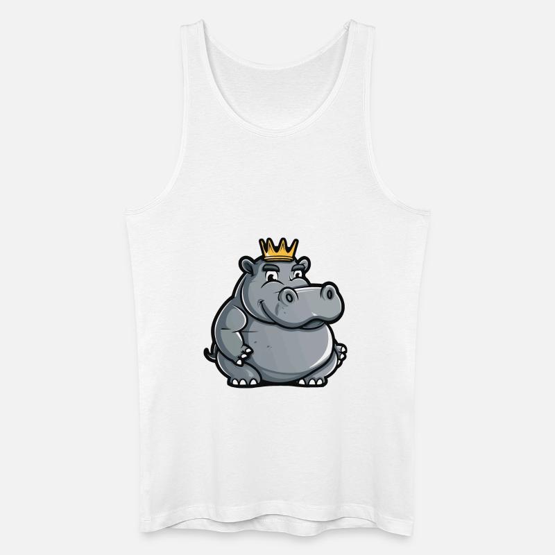 Nilpferd Cartoon Krone - Männer Bio Tank Top - Weiß