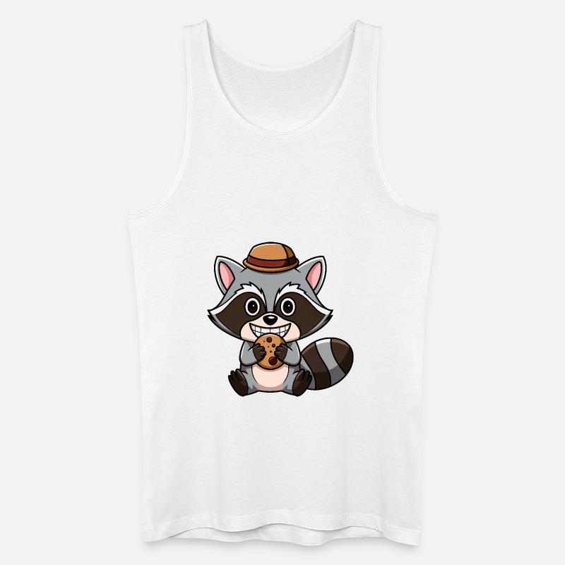 Chibi Kawaii Waschbär - Männer Bio Tank Top - Weiß