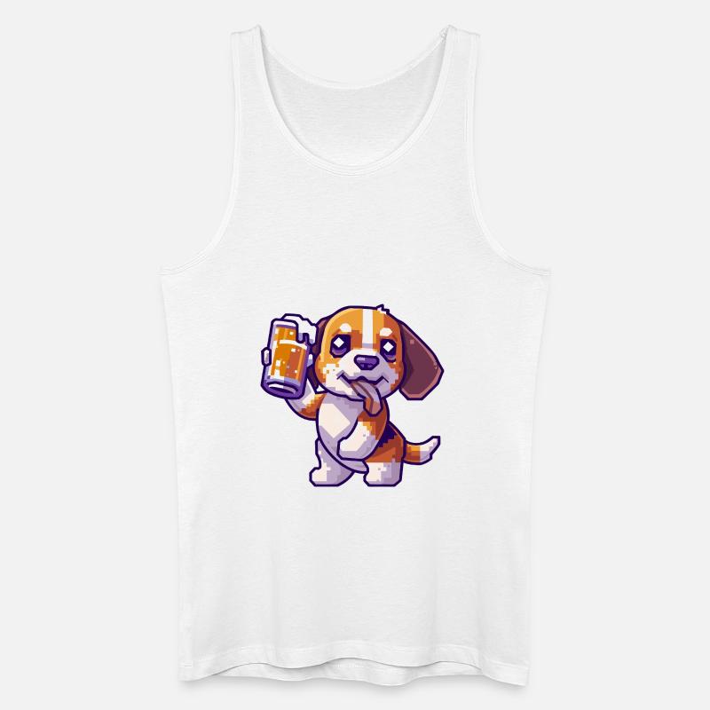 Beagle Hunde Pixel Bier - Männer Bio Tank Top - Weiß