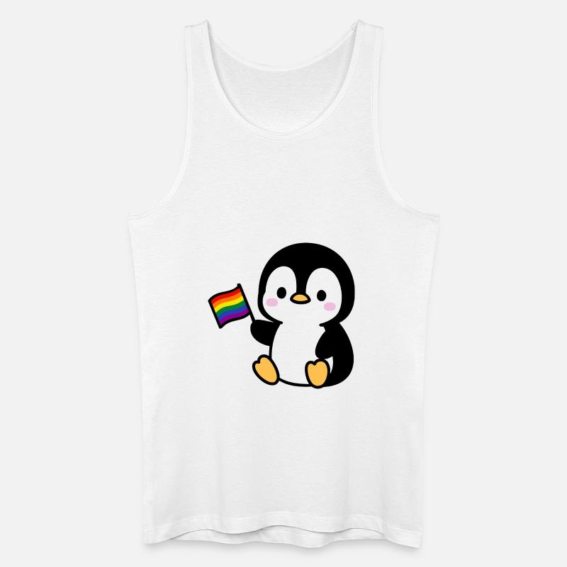 Pinguin mit Regenbogenfahne - Männer Bio Tank Top - Weiß