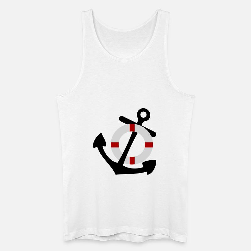 Anker mit Rettungsring - Männer Bio Tank Top - Weiß