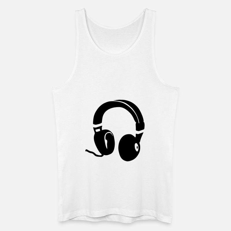 Kopfhörer - Männer Bio Tank Top - Weiß