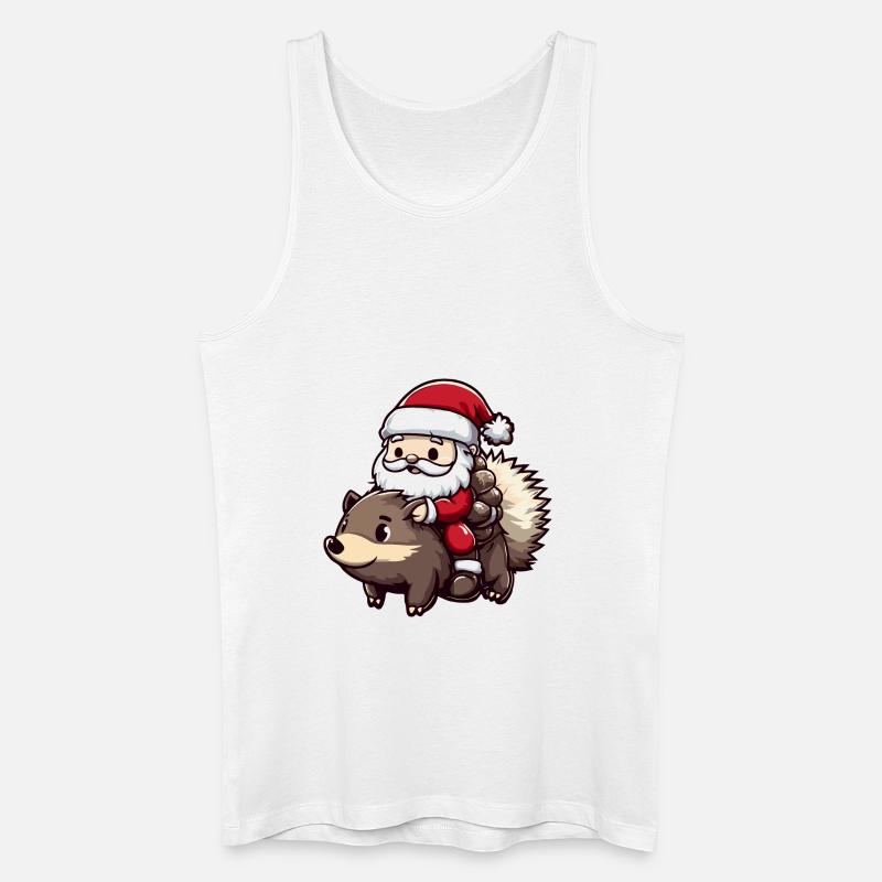 Igel Weihnachtsmann - Männer Bio Tank Top - Weiß