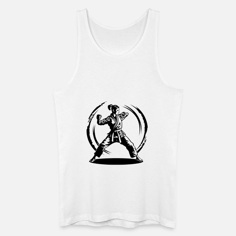 Karate Silhouette Fighter - Männer Bio Tank Top - Weiß