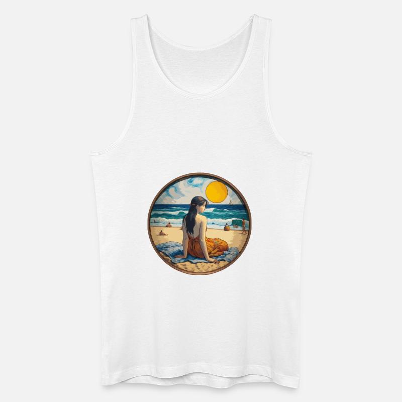 Mädchen am Strand - Männer Bio Tank Top - Weiß