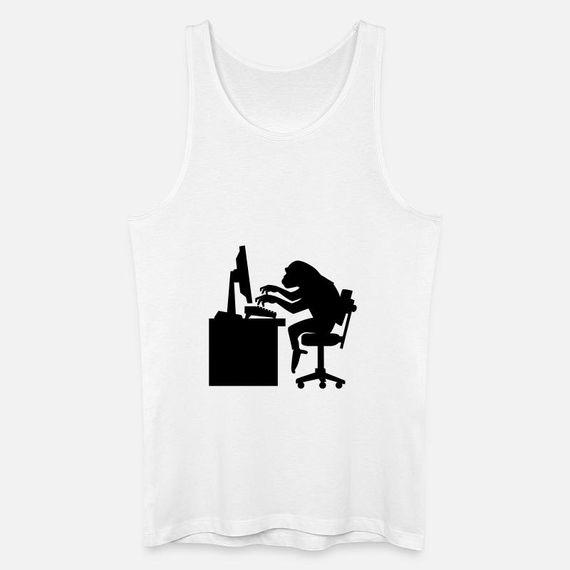 Monkey on Computer - Men’s Organic Tank Top - white