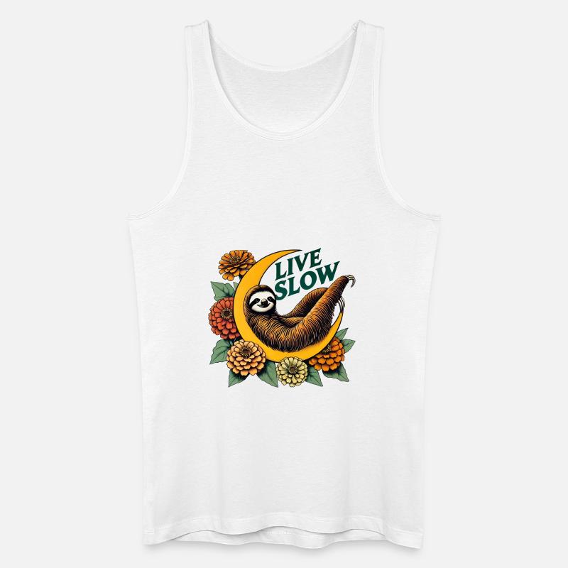 Lebe Slow Sloth - Männer Bio Tank Top - Weiß