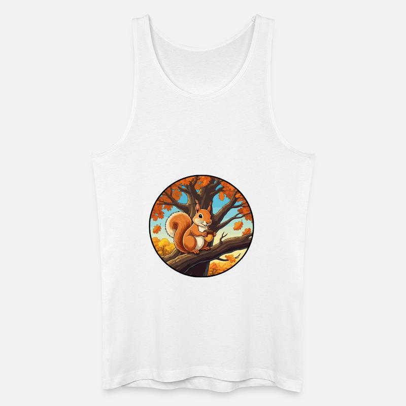 Eichhörnchen mit einer Eichel im Baum - Männer Bio Tank Top - Weiß