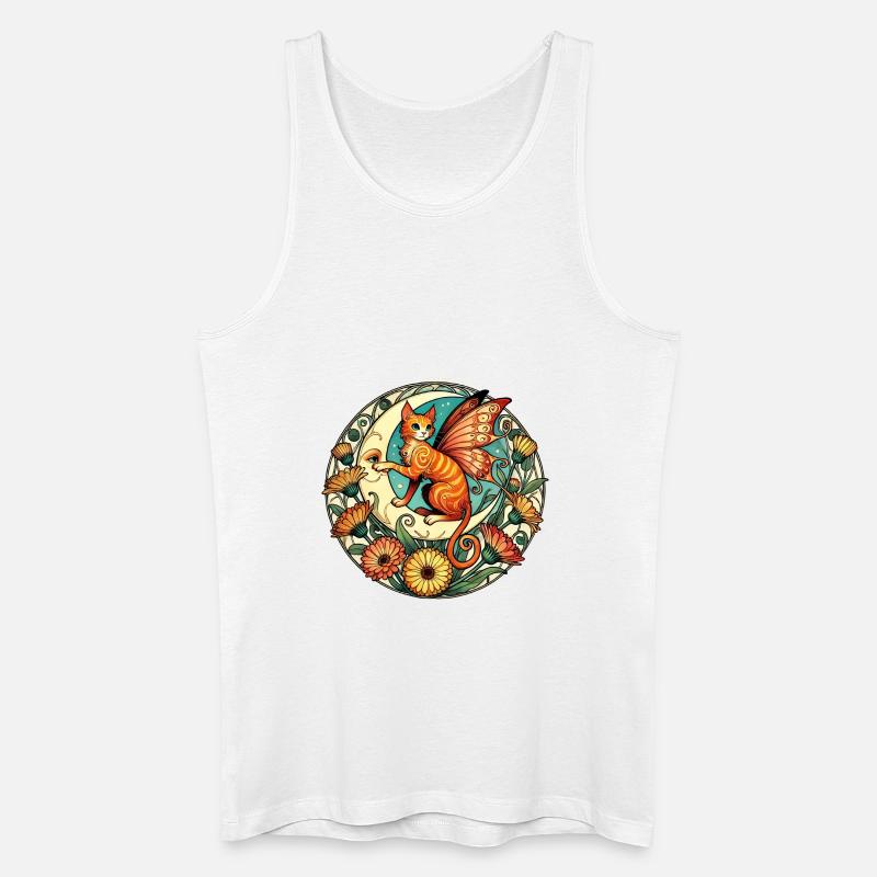Ingwer Katze Fee Illustration - Männer Bio Tank Top - Weiß