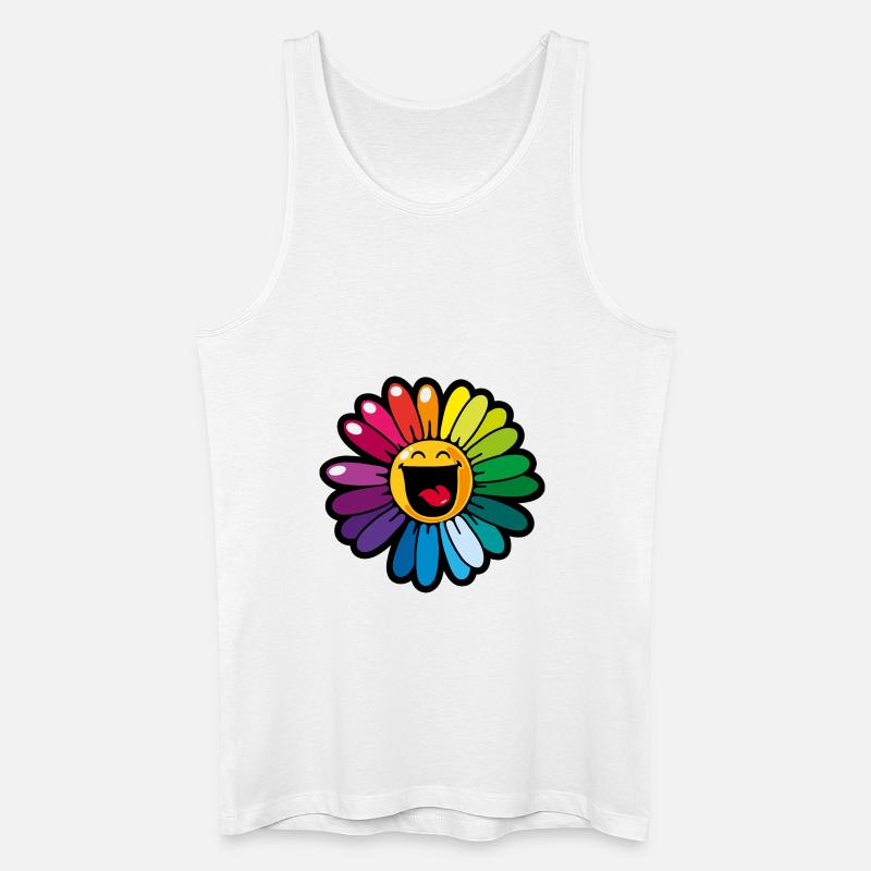 Smiley Colourful Daisy - Männer Bio Tank Top - Weiß