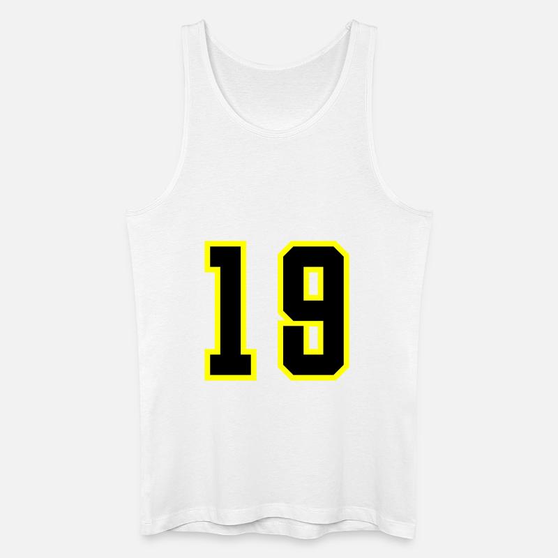 19 Zahl Trikot - Männer Bio Tank Top - Weiß