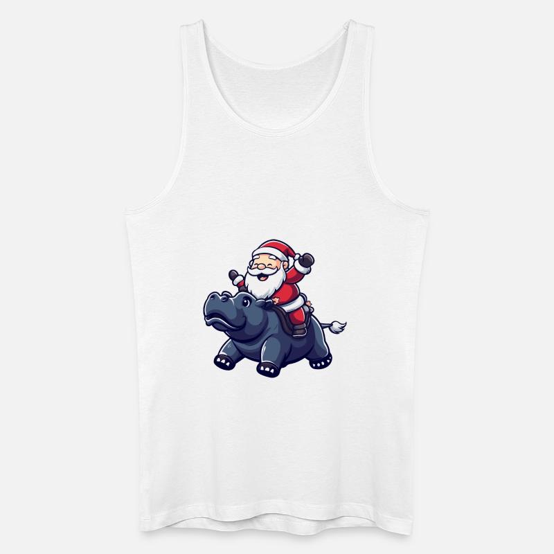 Nilpferd Weihnachtsmann - Männer Bio Tank Top - Weiß
