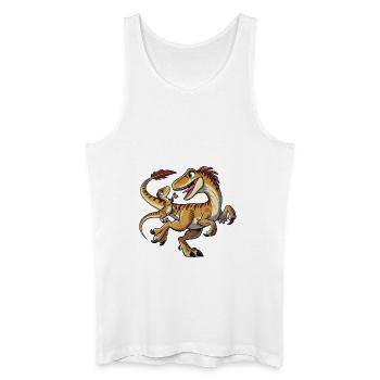 Velociraptor Mutter und Kind beim Herumtollen - Männer Bio Tank Top - Weiß - Vorne