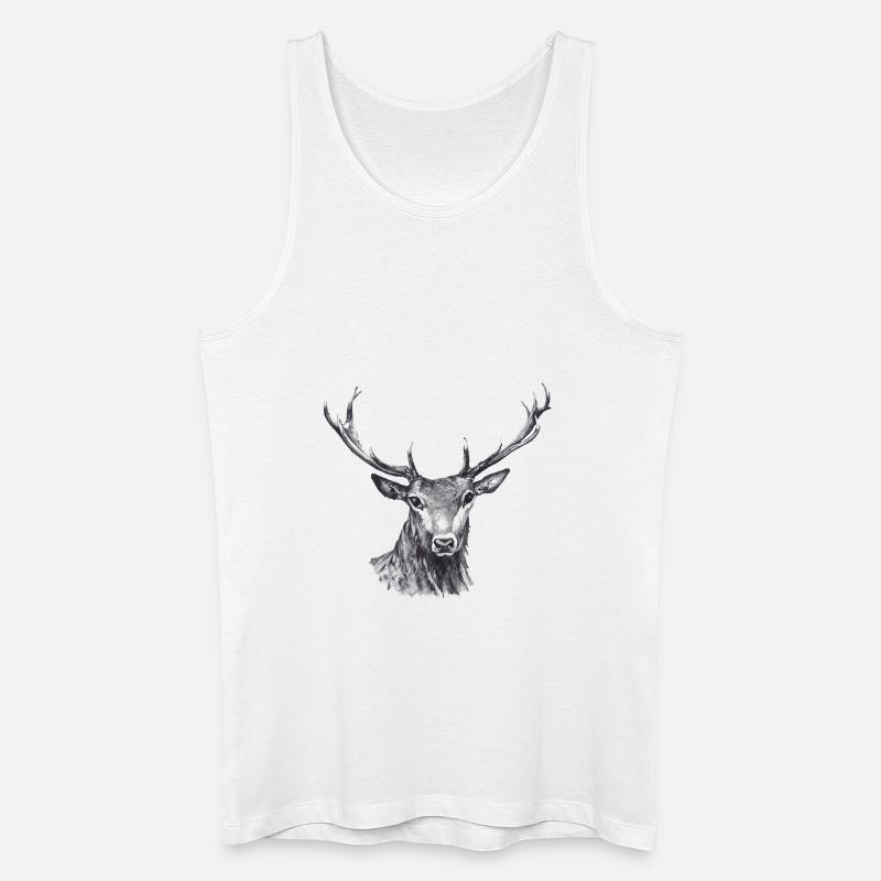 Hirsch - Männer Bio Tank Top - Weiß