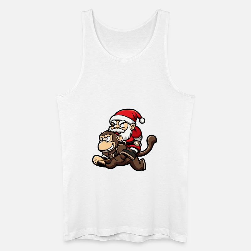 Affe Weihnachtsmann Cartoon - Männer Bio Tank Top - Weiß