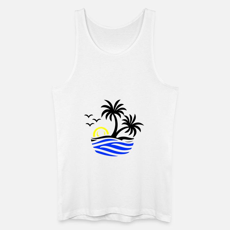 Insel Palmen Meer - Männer Bio Tank Top - Weiß