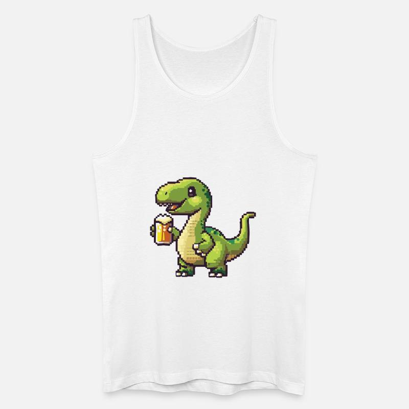 Dinosaurier brontosaurus Pixel Bier - Männer Bio Tank Top - Weiß