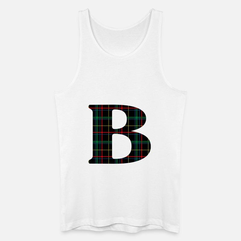 Monogrammiert b Schottischer Tartan - Männer Bio Tank Top - Weiß