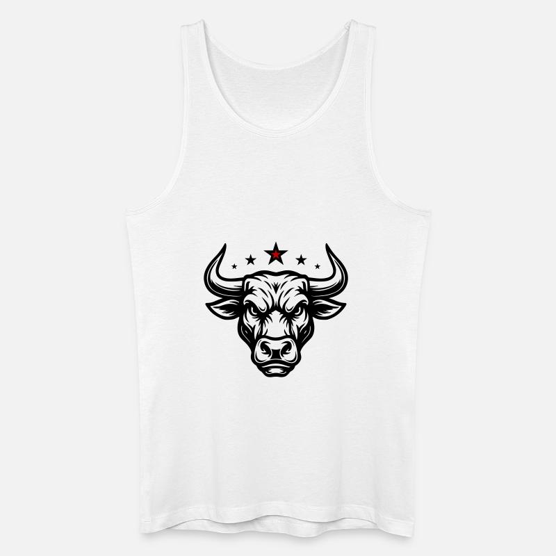 Bulle Kopf Stier - Männer Bio Tank Top - Weiß