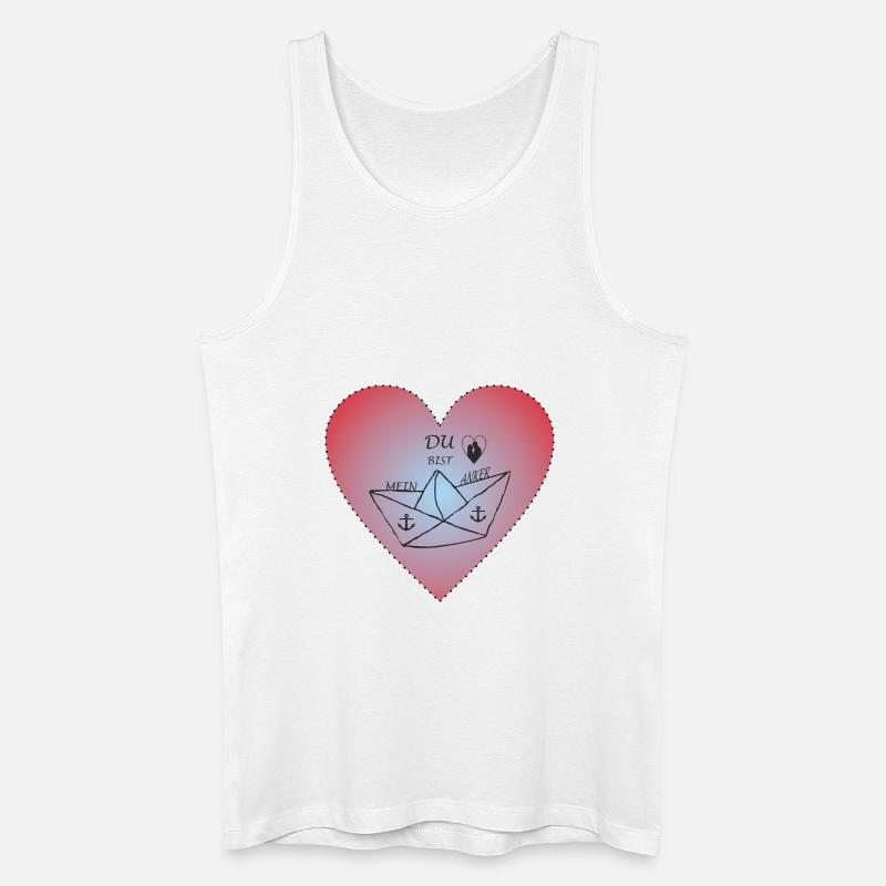 Herz Liebespaar Schiff Anker - Männer Bio Tank Top - Weiß