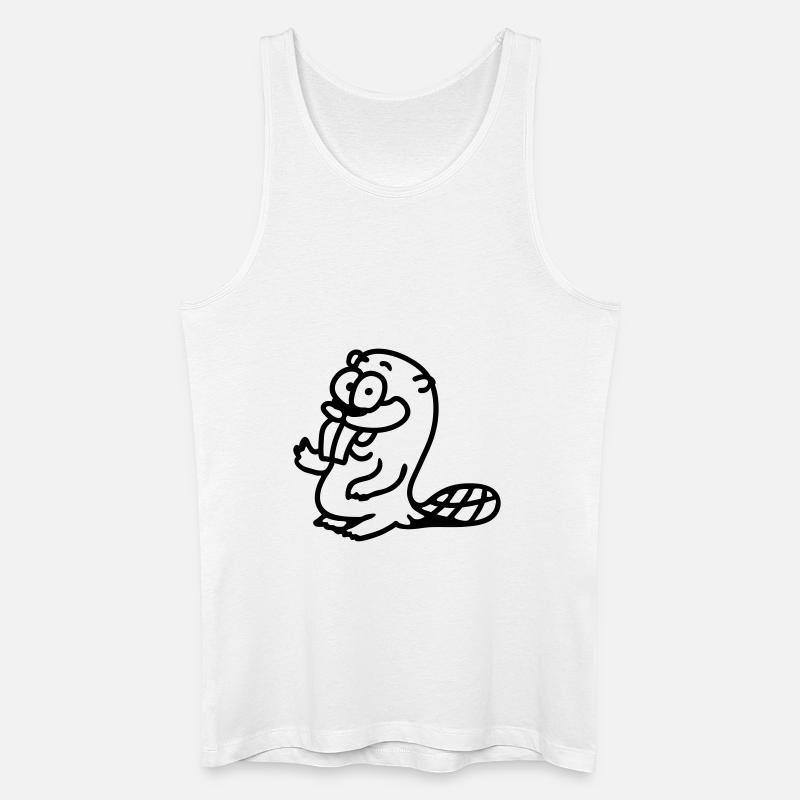 Biber - line - Männer Bio Tank Top - Weiß