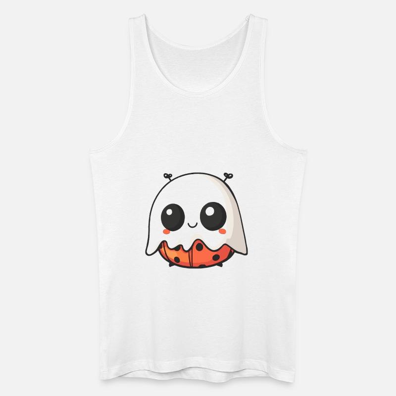Ladybug Halloween Comic Ghost - Men’s Organic Tank Top - white