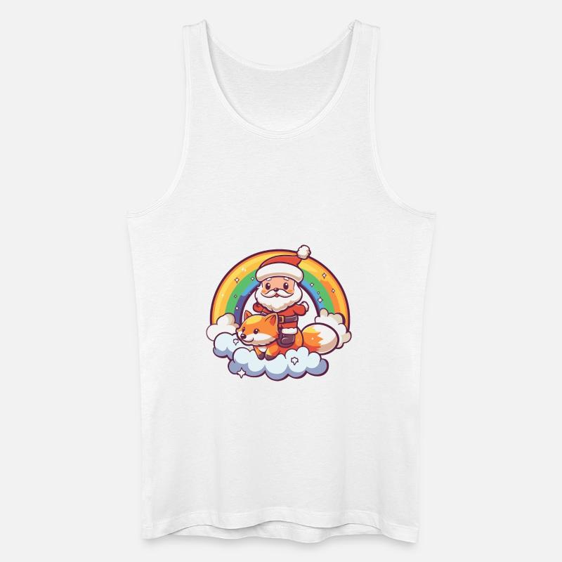Fuchs Weihnachtsmann Regenbogen - Männer Bio Tank Top - Weiß