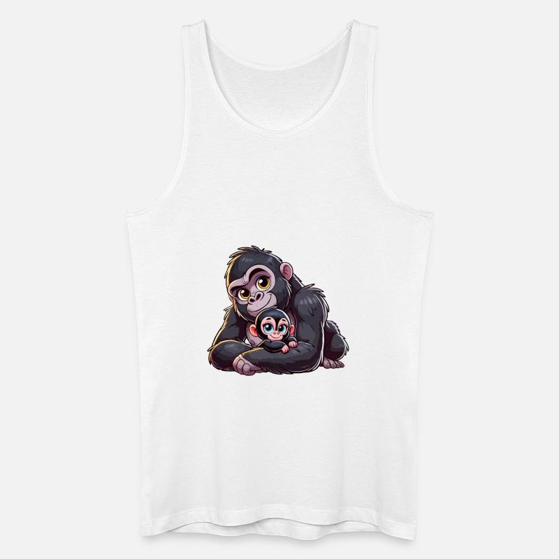 Gorilla-Mutter mit Kind - Männer Bio Tank Top - Weiß