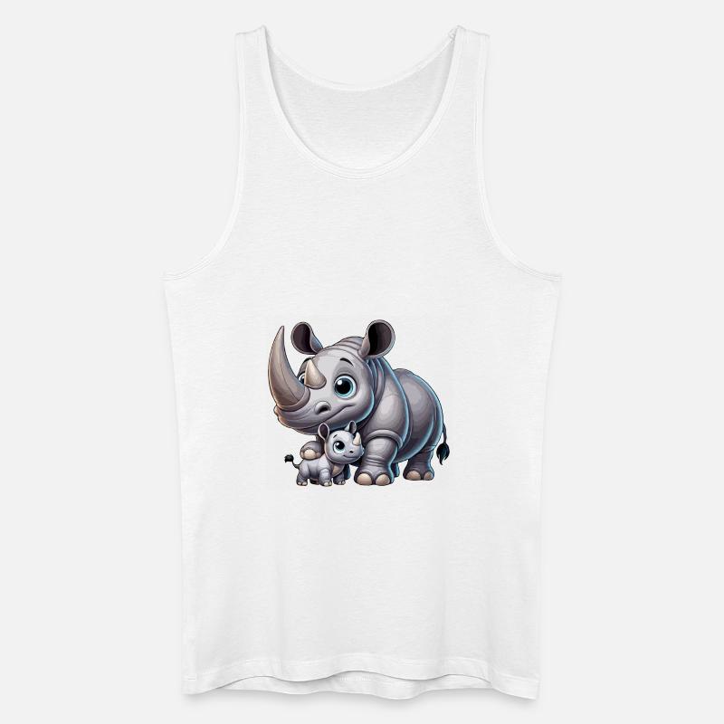 Nashornmutter mit Kind - Männer Bio Tank Top - Weiß