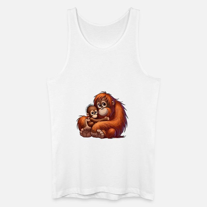 Orang-Utan-Mutter mit Kind - Männer Bio Tank Top - Weiß