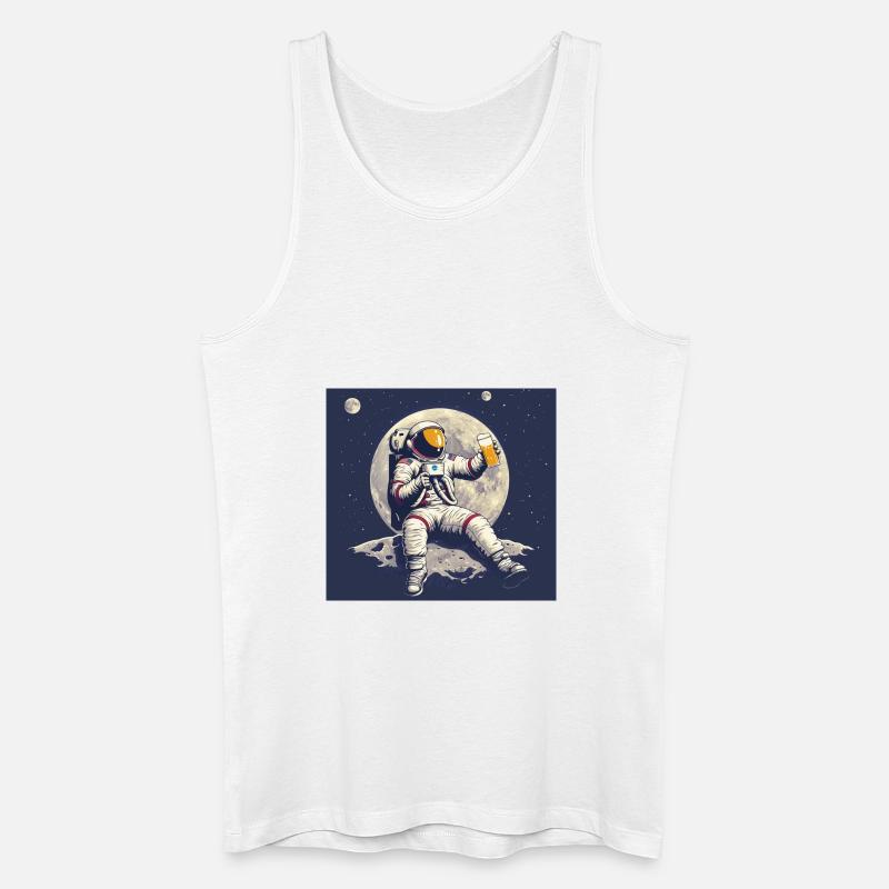 ASTRONAUT BEACH BIER - Männer Bio Tank Top - Weiß