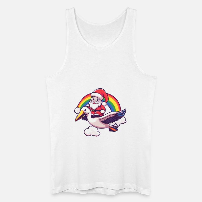 Pelikan Vogel Weihnachtsmann Regenbogen - Männer Bio Tank Top - Weiß