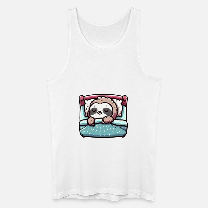 Sleeping Sloth - Friedlicher Charme - Männer Bio Tank Top - Weiß