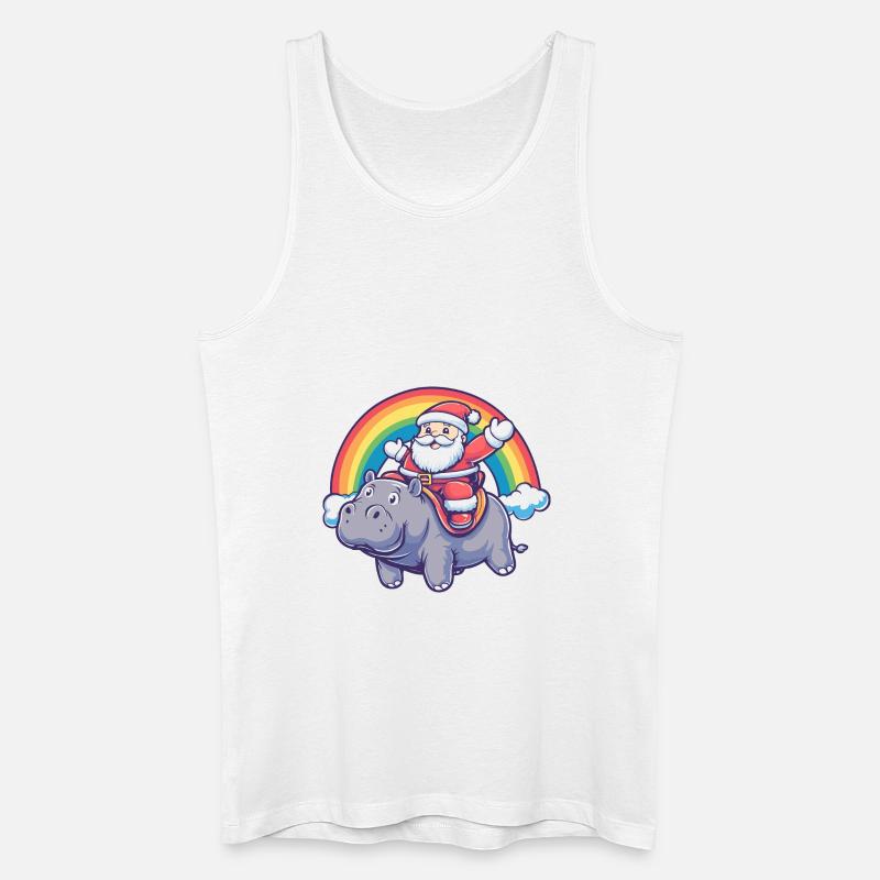 Nilpferd Weihnachtsmann Regenbogen - Männer Bio Tank Top - Weiß
