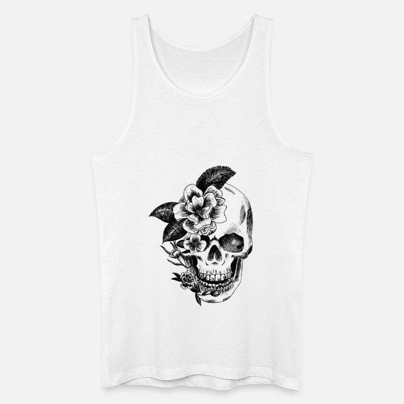 Kran und Blumen - Männer Bio Tank Top - Weiß