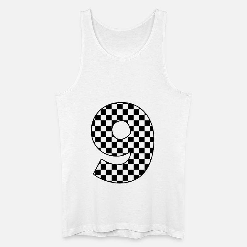 Nummer 9 kariert - Männer Bio Tank Top - Weiß