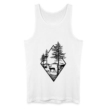 Hirsch Natur im Wald - Männer Bio Tank Top - Weiß - Vorne