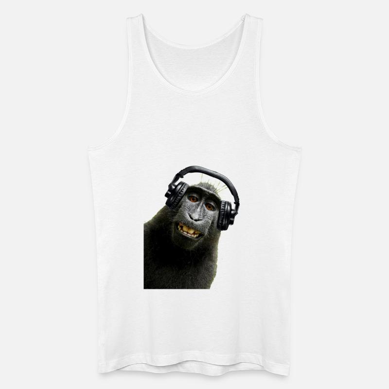 Hemd Monkey Music von Custom - Männer Bio Tank Top - Weiß