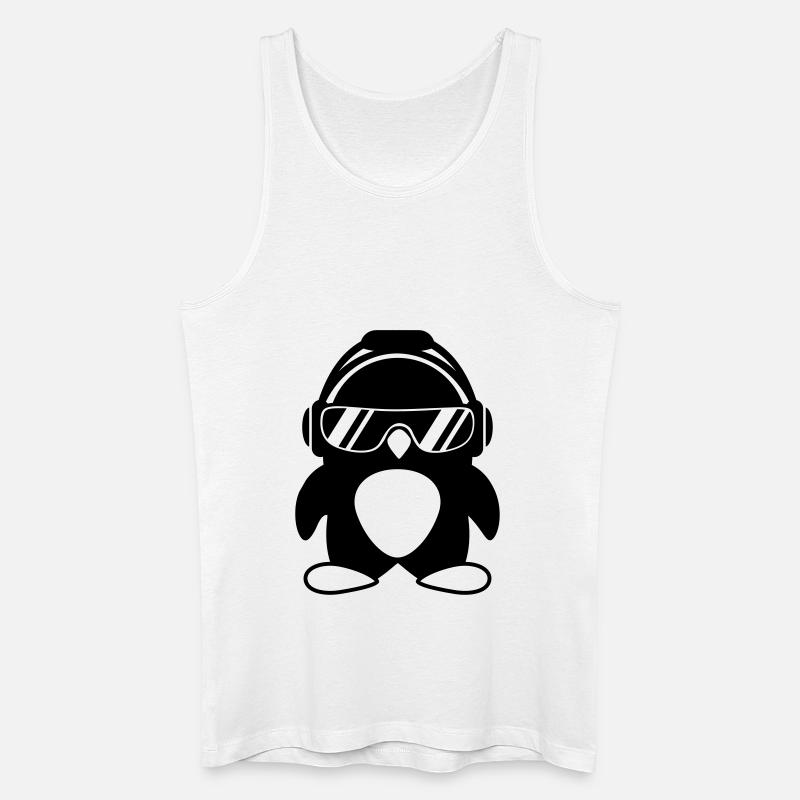 Pinguin mit Kopfhörer - Männer Bio Tank Top - Weiß